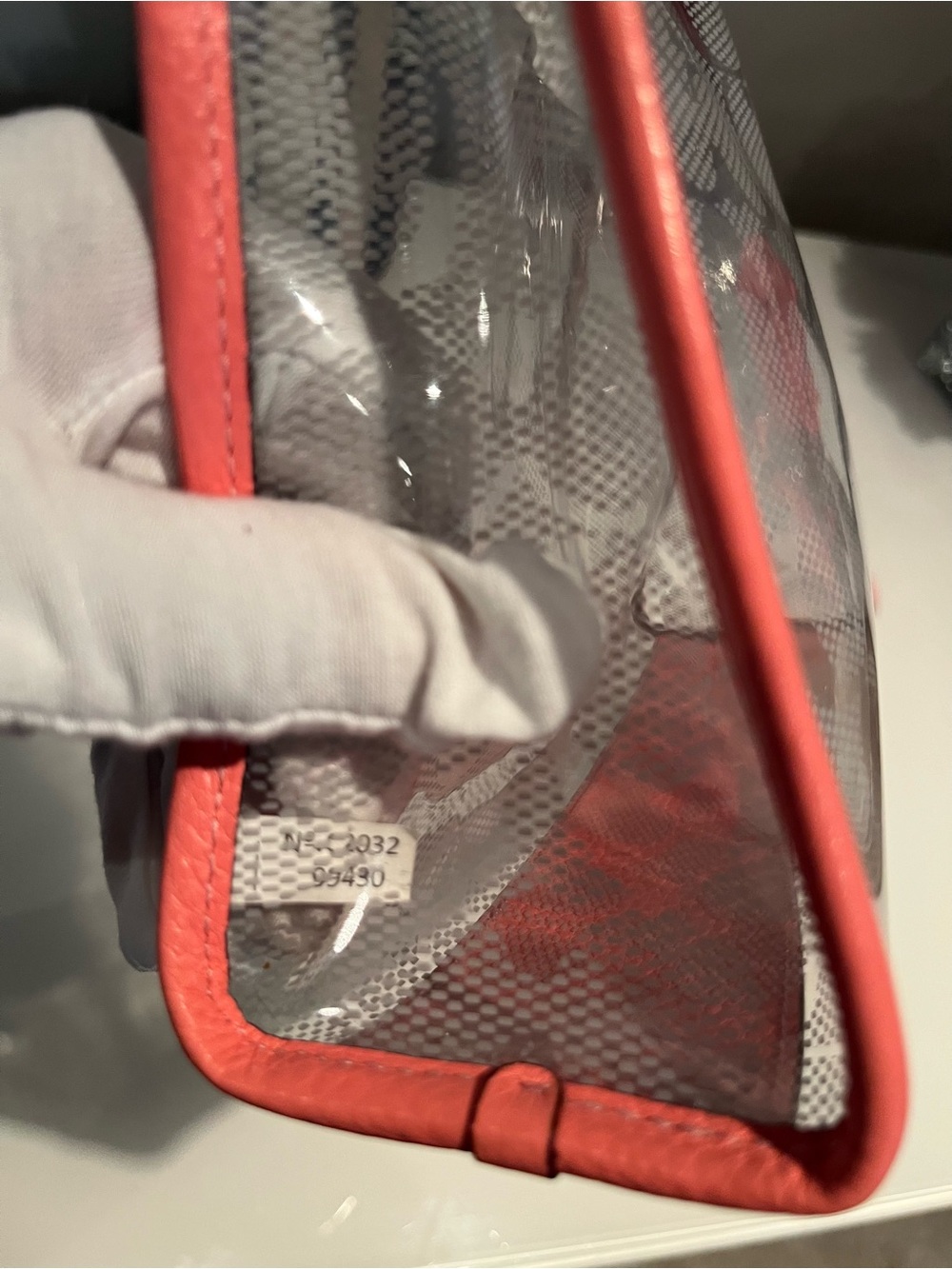 Coach Clear Wristlet with Coral Trim and Signature Print - Picture 13 of 14